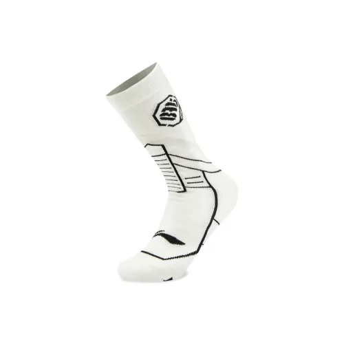 LiNing Basketball Collection Mid Calf Socks Unisex 1 Pack White