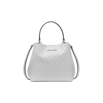 MICHAEL KORS Coated Canvas Tote Bag, Shopping Bag, Shoulder Bag, Handbag Trumpets Women's Light White