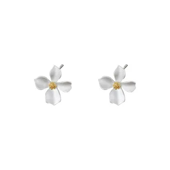 Heart Grass S925 Silver Stud Earrings Women's