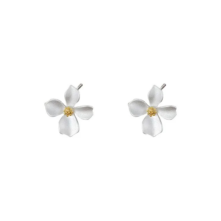 Heart Grass S925 Silver Stud Earrings Women's-0