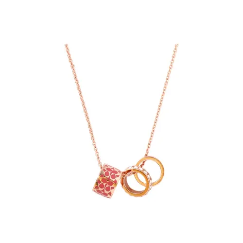 COACH Brass Necklaces Women's Rose Gold & Pink
