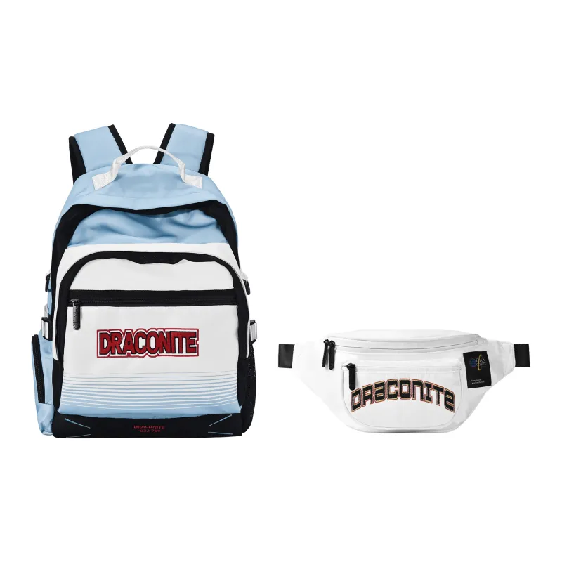 DRACONITE Polyester Student Backpack Backpack Multi-Compartment Backpack Unisex Cerulean White-27