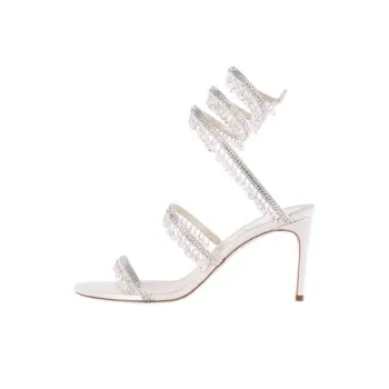 RENE CAOVILLA Chandelier One Strap Sandals Women's White