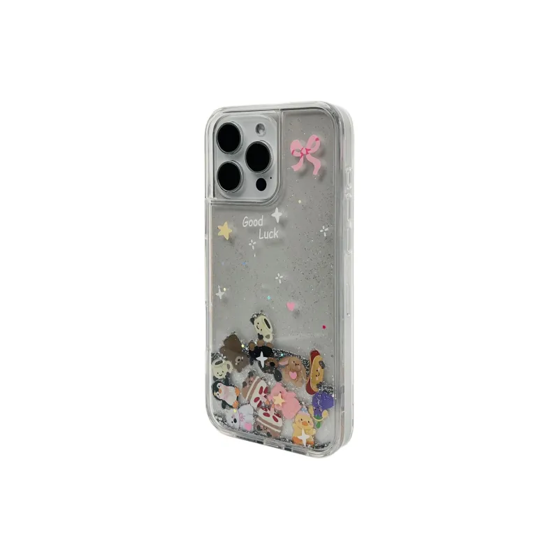 Wei Xin Acrylic Material Quicksand Small Animal Phone Cases Compatible With IPhone 16/15 Pro Max/Apple 13/14 Pro/Max-2