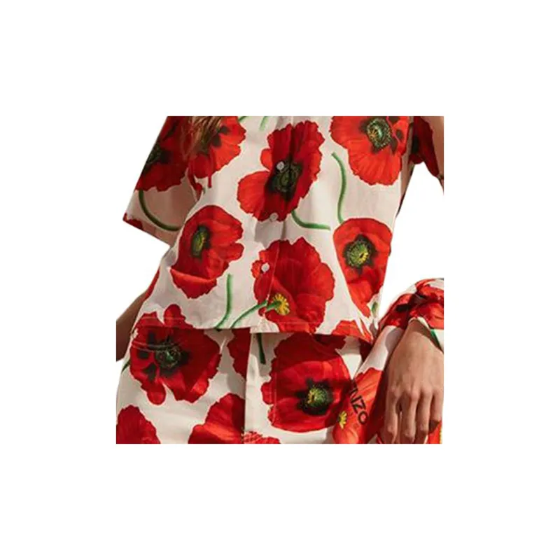 KENZO Poppy By Nigo Women's Hawaiian Shirt White Red-3