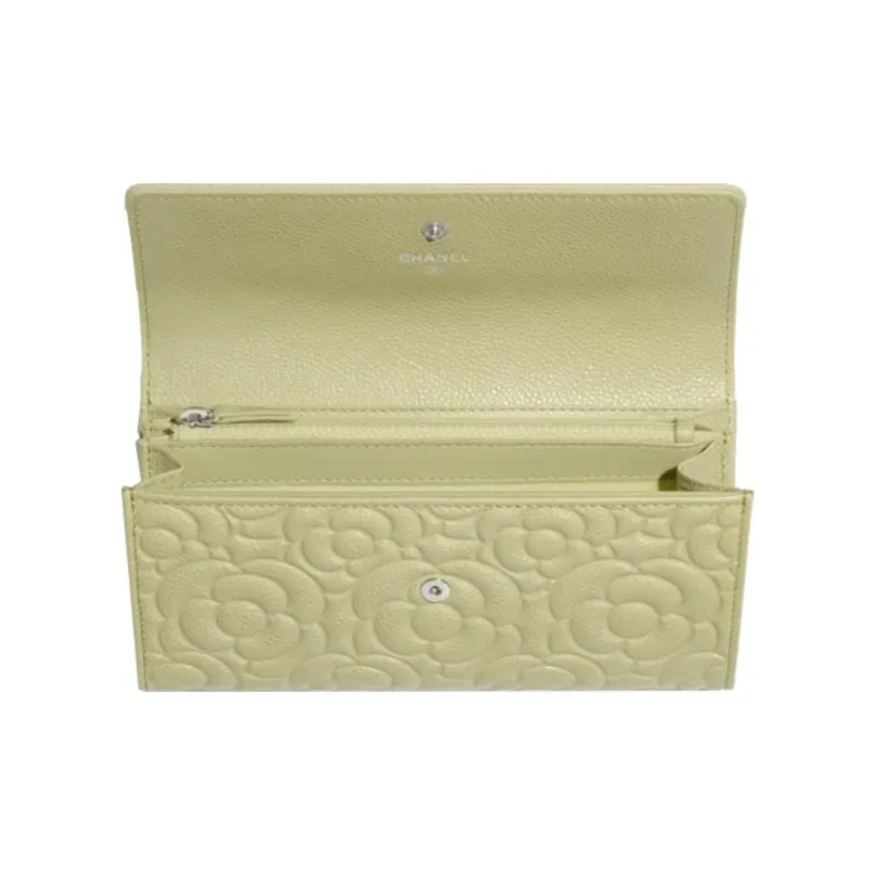CHANEL Calfskin Wallet Women's Light Green-2