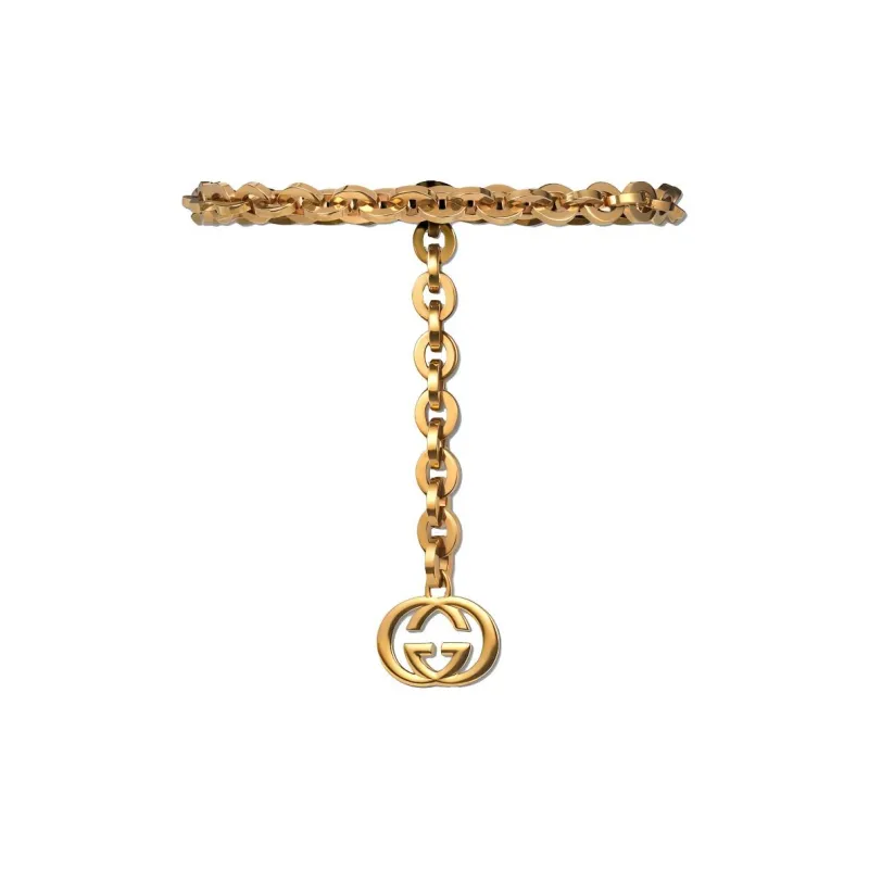 GUCCI Chain Interlocking Gg Charm Belt-0