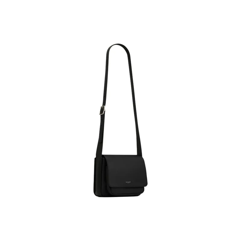 SAINT LAURENT Smooth Leather Messenger Bag Shoulder Bag Crossbody Bag Small Size Women's Black-4