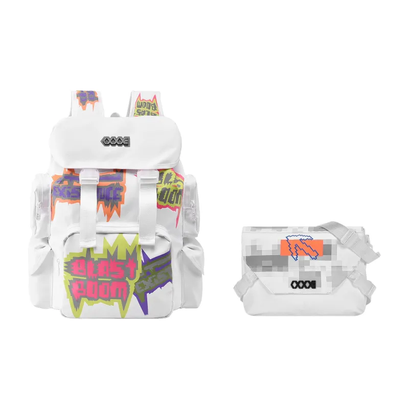 COEXISTENCE Polyester Backpack Basketball Bag Tubas Unisex White-24