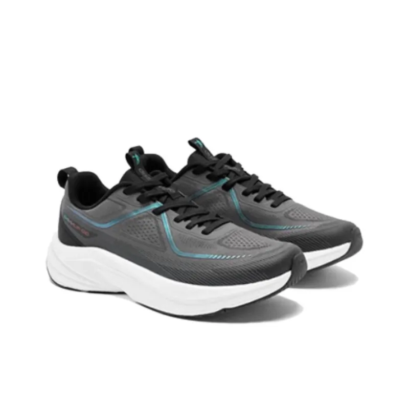 QIAODAN Anti Slip Wear Resistant Low Top Casual Running Shoes Men's Gray White-3