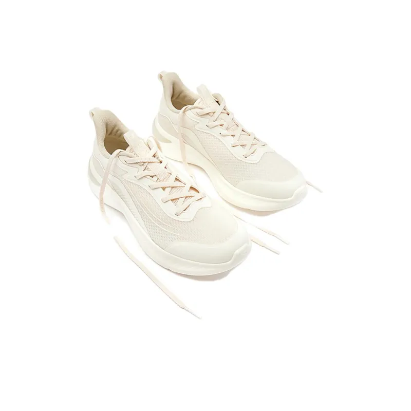 QIAODAN Breathable Lightweight Low Top Running Shoes Women's Beige-5