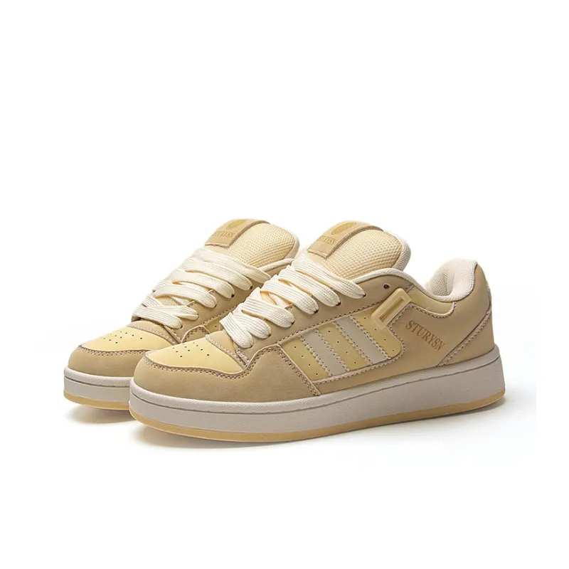 STUR YSN Wear resistant And Lightweight Low Top Skateboard Shoes Women's Almond Yellow-2