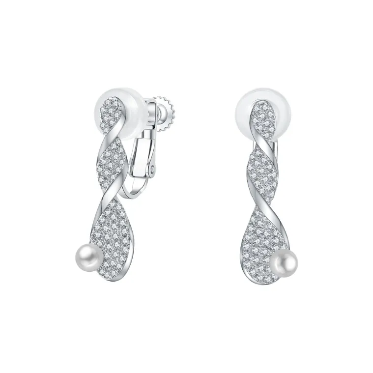 BABYBEI 925 Sterling Silver Shell Pearl Clip On Earrings Women's-3