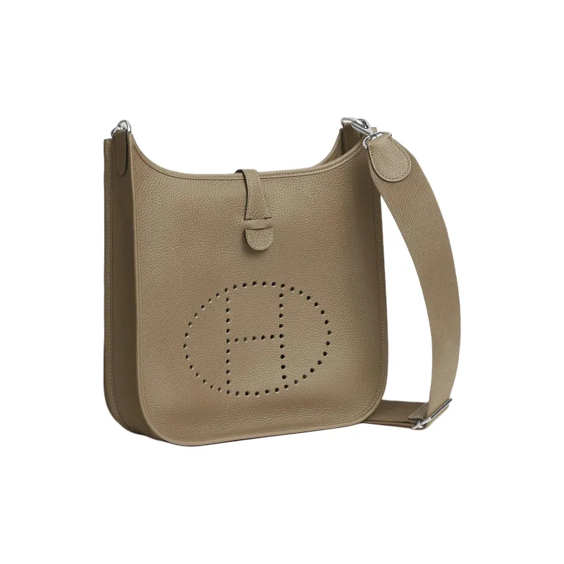 HERMES Evelyne Clemence Bullock Leather Shoulder Bag Women's 8Q BEIGE MARFA Marfa Mi-1