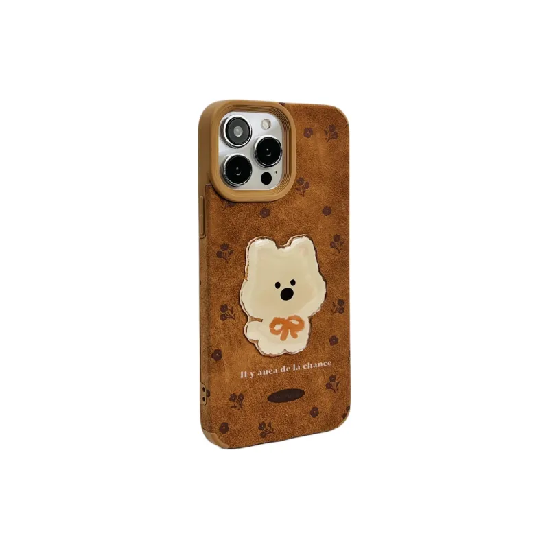 Wei Xin Leather Material Leather 3D Effect Puppy Phone Cases Compatible With IPhone 16/15 Pro Max/Apple 13/14 Pro/Max-1