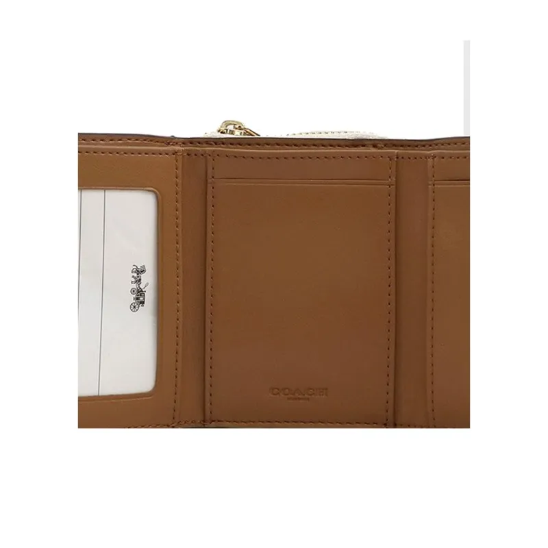 COACH Trifold Wallet Leather Foldable Wallet Coin Purse Card Holder Medium Size Women's White-2