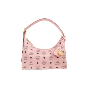 MCM Aren Canvas Canvas Shoulder Bag Crossbody Bag Handbag Small Size Women's Pink