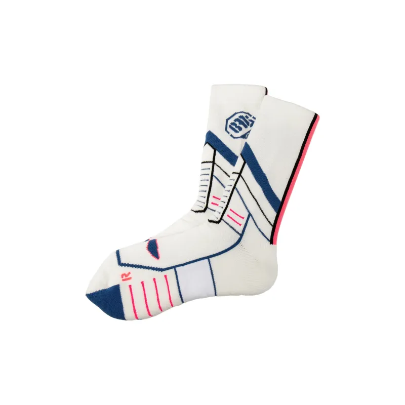 LiNing Basketball Collection Mid Calf Socks Unisex 1 Pack White/Multicolor Blue-4