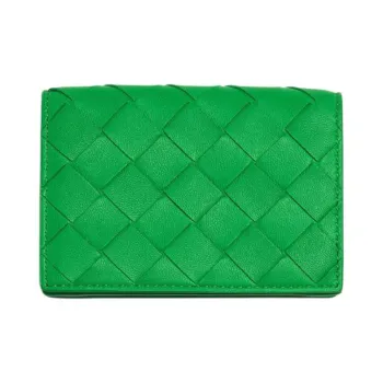 Bottega Veneta Intrecciato Cow Leather Wallets Card Holders Women's Parrot Green