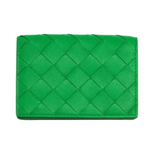 Bottega Veneta Intrecciato Cow Leather Wallets Card Holders Women's Parrot Green