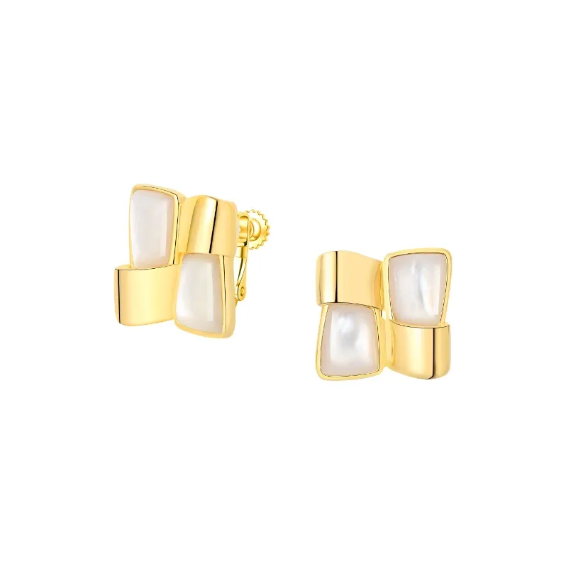 BABYBEI 925 Sterling Silver Mother Of Pearl Clip On Earrings Women's-3