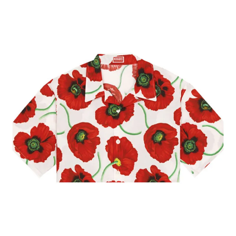 KENZO Nigo Drop4 POPPY Flower SS22 Shirt Men's White-2