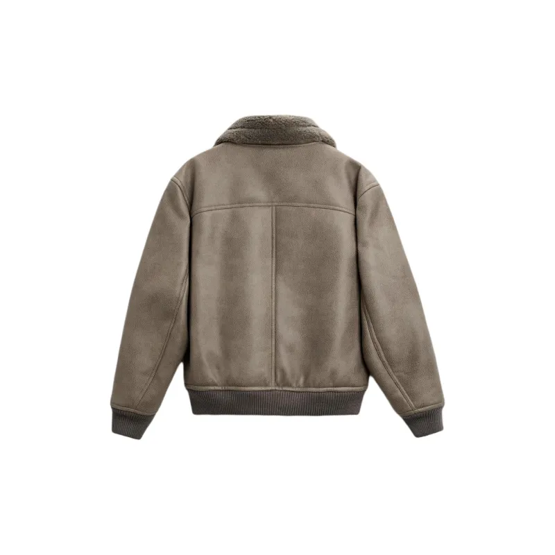 ZARA Leather Jacket Men's Light Green-1