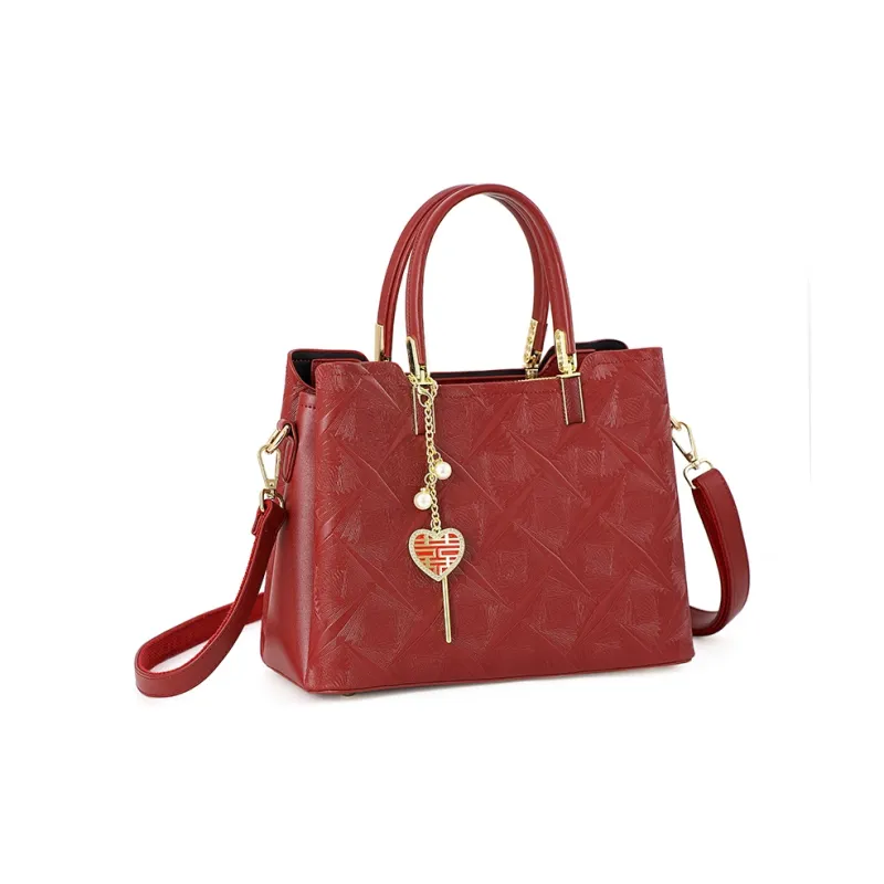 Vigno Synthetic Leather Handbag, One Shoulder Strap Regular Women's Red-1
