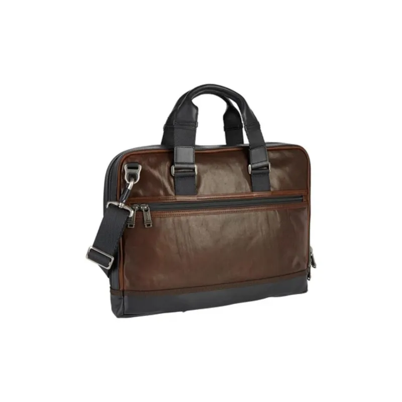 TUMI Alpha Bravo Leather Briefcases Men's Dark Brown-1