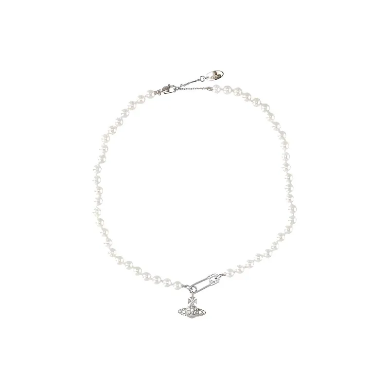 Vivienne Westwood Brass Glass Necklaces Women's Silver-1