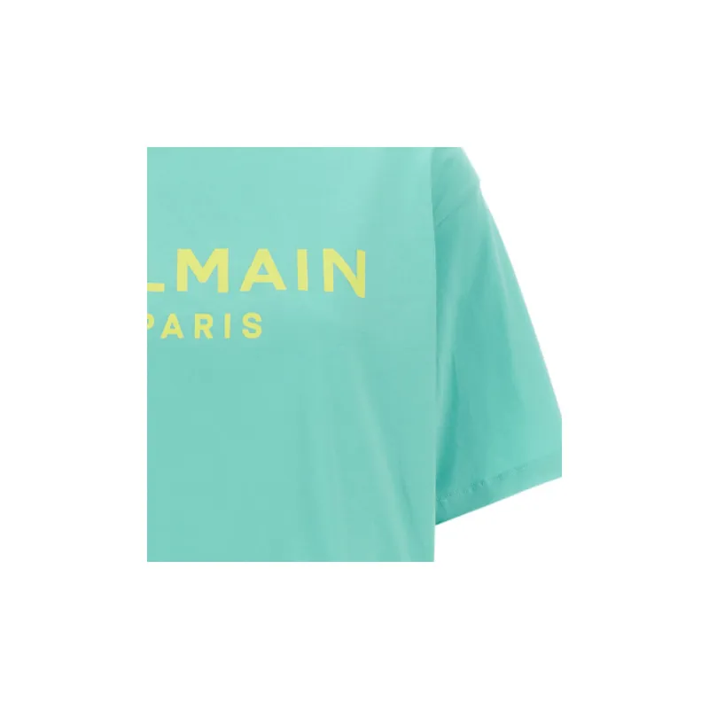BALMAIN Logo print Cropped T shirt-4