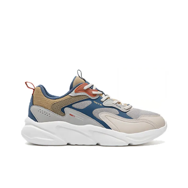 XTEP Cushioning Anti Slip And Wear Resistant Low Top Chunky Sneakers Men's Gray Blue-1