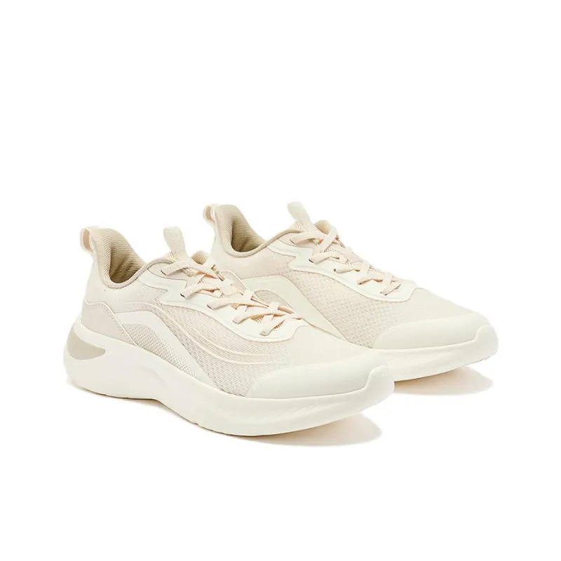 QIAODAN Breathable Lightweight Low Top Running Shoes Women's Beige-3