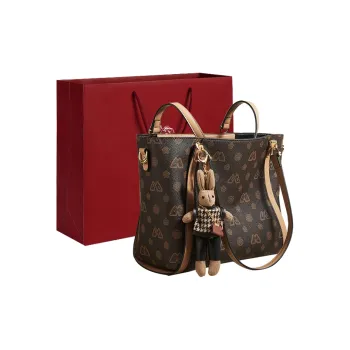 Old Man's Head PVC Handheld Crossbody Bag Shoulder Bag Women's Coffee