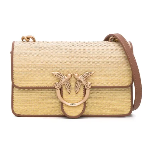 PINKO Cow Leather Shoulder Bag Mini Women's Beverage Yellow