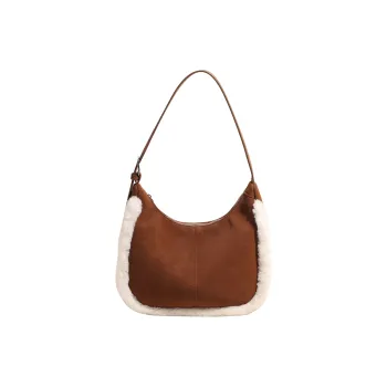 LUVISTRUE Faux Suede Shoulder Bag Handbag Crossbody Bag Medium Size Women's Brown/coffee/green