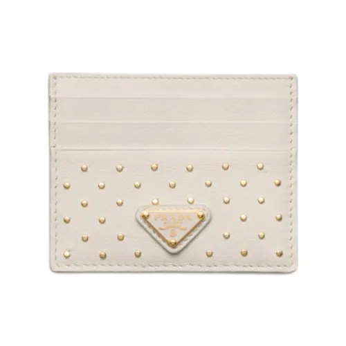 PRADA Leather Card Holder Women's White