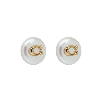 COACH Logo Plaque Stud Earrings