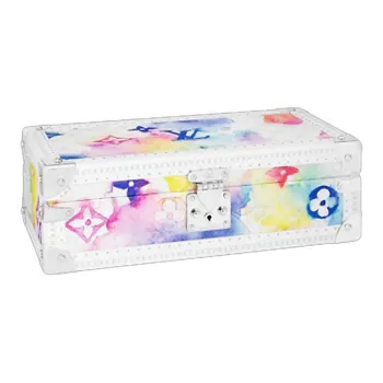 LOUIS VUITTON Coated Canvas With Leather Storage Box Hard Case Unisex Watercolor Tie Dye