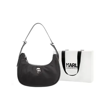 KARL LAGERFELD Nylon Crescent Bag, Shoulder Bag, Handbag Regular Women's Black