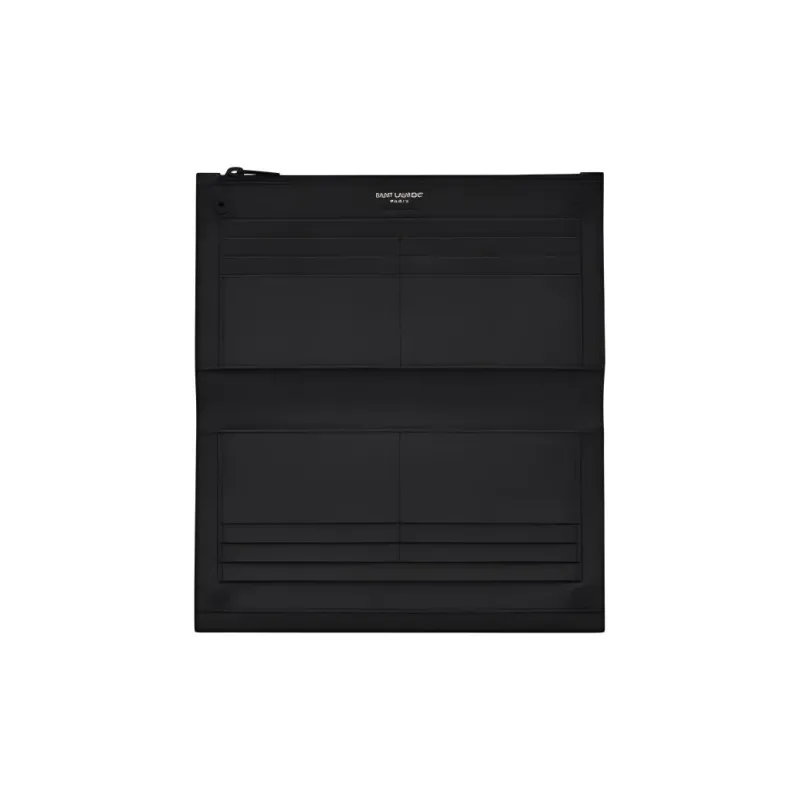 SAINT LAURENT UPTOWN Leather Clutch Wallet Large Size Women's Black-3