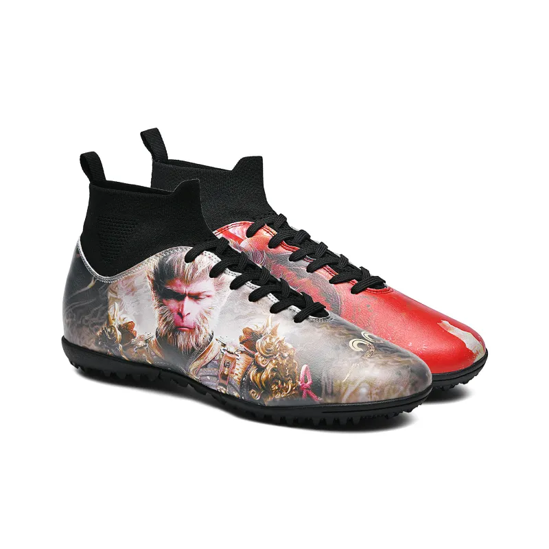 MEKY Soccer Shoes Unisex High Top Black, Red-1