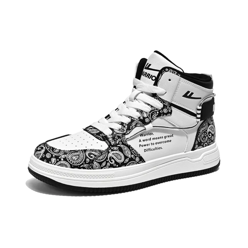 Warrior Slip Resistant And Abrasion Resistant Support High Top Skateboard Shoes Unisex White Black-2