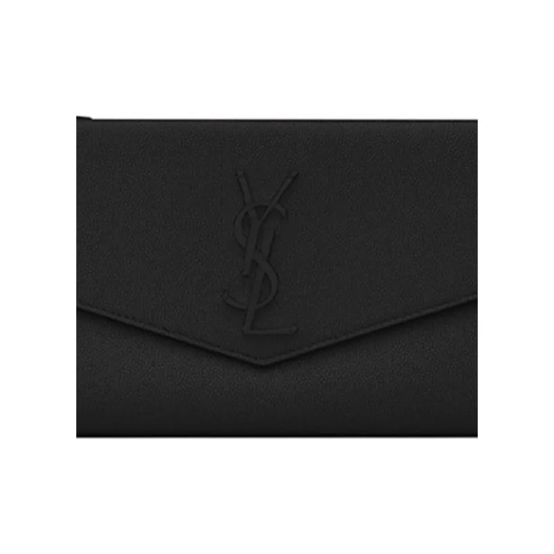 SAINT LAURENT UPTOWN Leather Clutch Wallet Large Size Women's Black-4