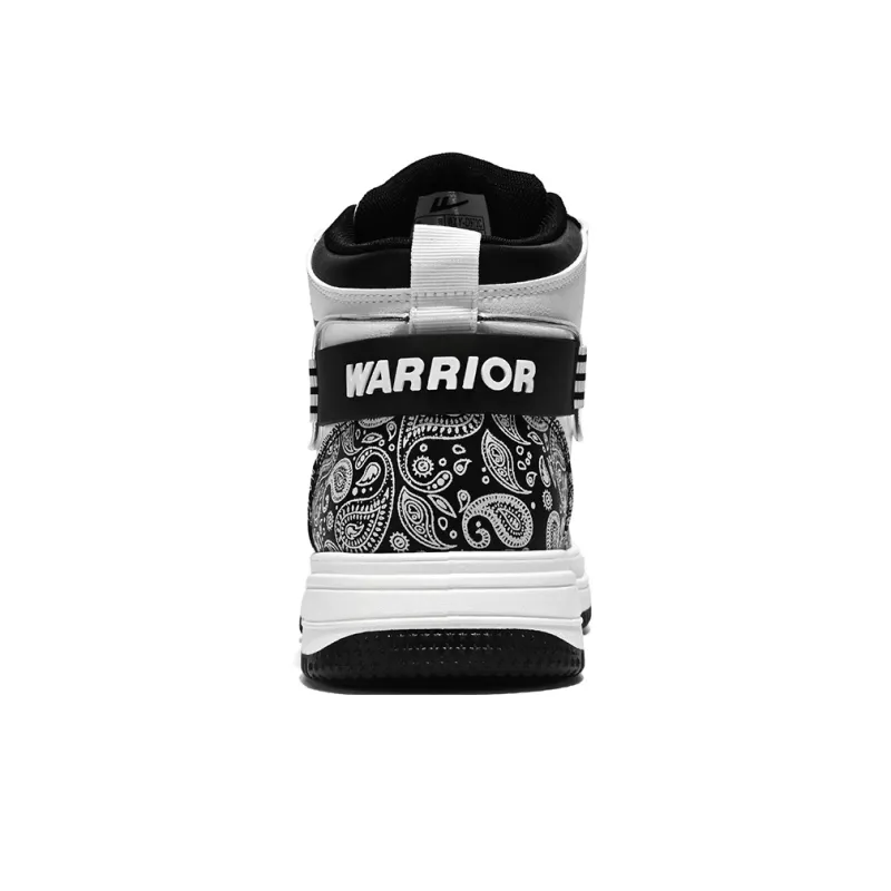 Warrior Slip Resistant And Abrasion Resistant Support High Top Skateboard Shoes Unisex White Black-3