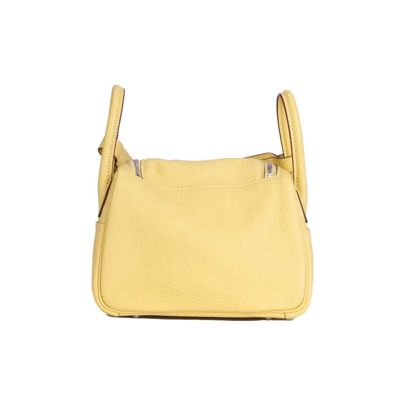 HERMES Lindy Clemence Bullock Leather Handbag, Shoulder Bag, Crossbody Bag Mini Women's 1Z Jaune Poussin Chick Yellow-4