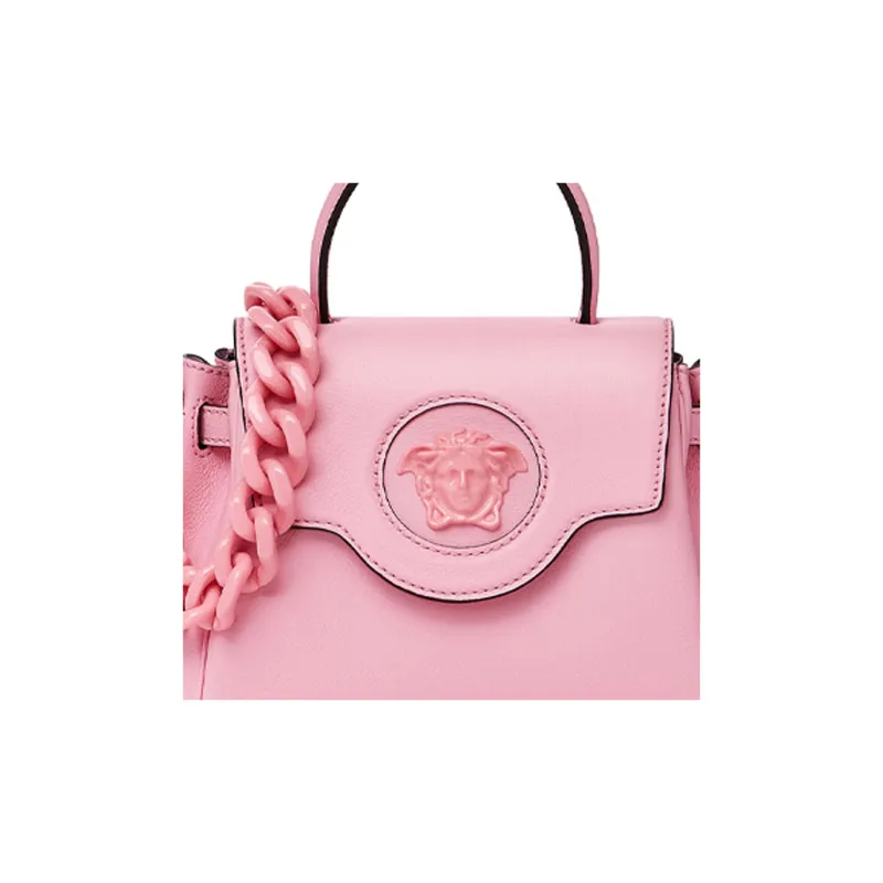 VERSACE La Medusa Cow Leather Shoulder Bag, Crossbody Bag, Handbag Trumpets Women's Pink-4
