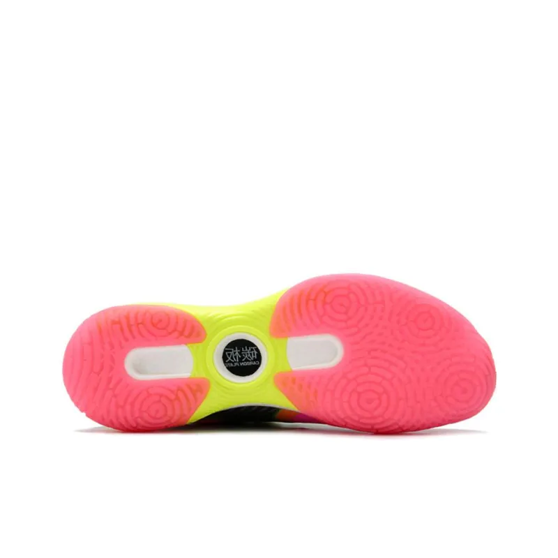 LiNing Battle Halberd Cushioning Anti Slip And Wear Resistant Low Top Badminton Shoes Men's Pink Yellow Green-3