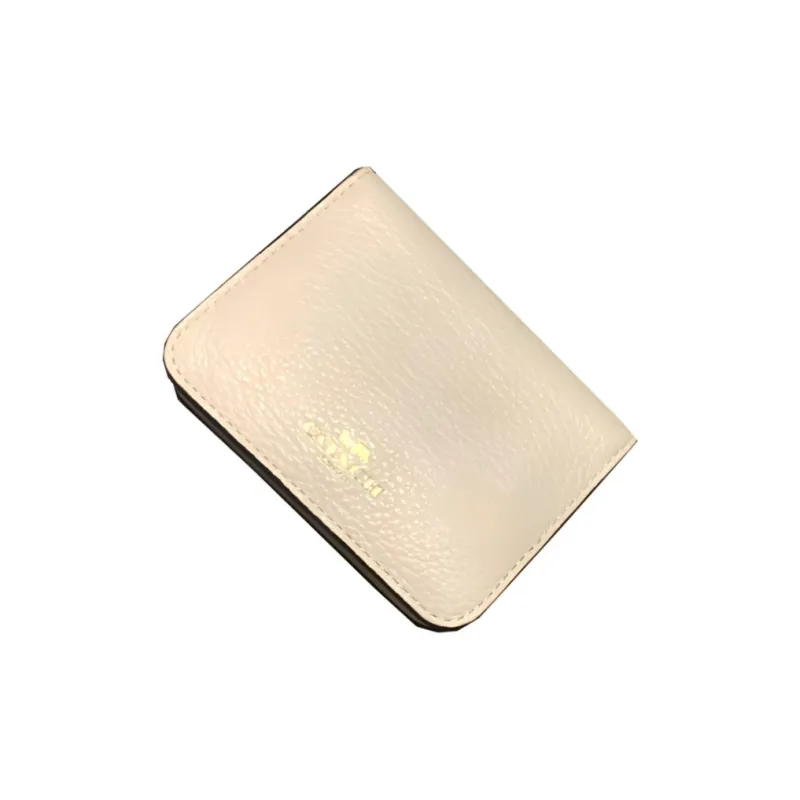 COACH Smooth Pebbled Leather Wallet Small Size Women's White-1