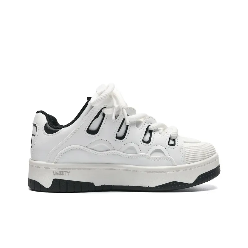 UNIITY Skateboard Shoes Unisex Low Top White Black/White Red-2